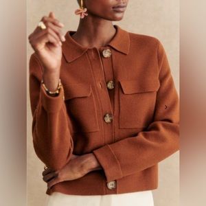 Sezane Betty Merino Cardigan Hazelnut Size L